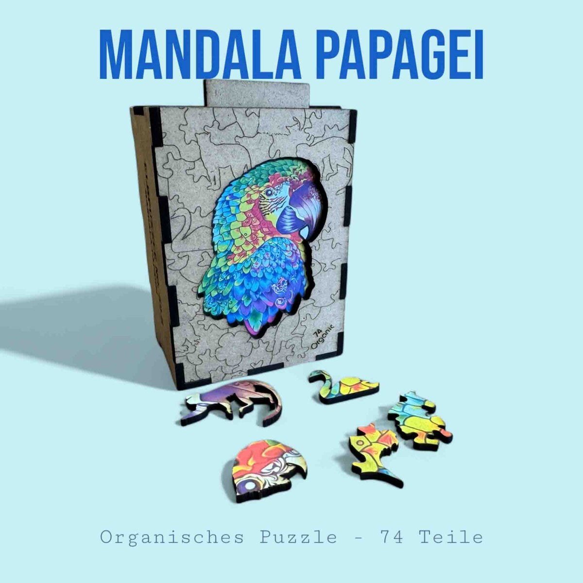 elbPUZZLE No. 59 - Mandala Papagei - Organic Edition S (76 Teile)