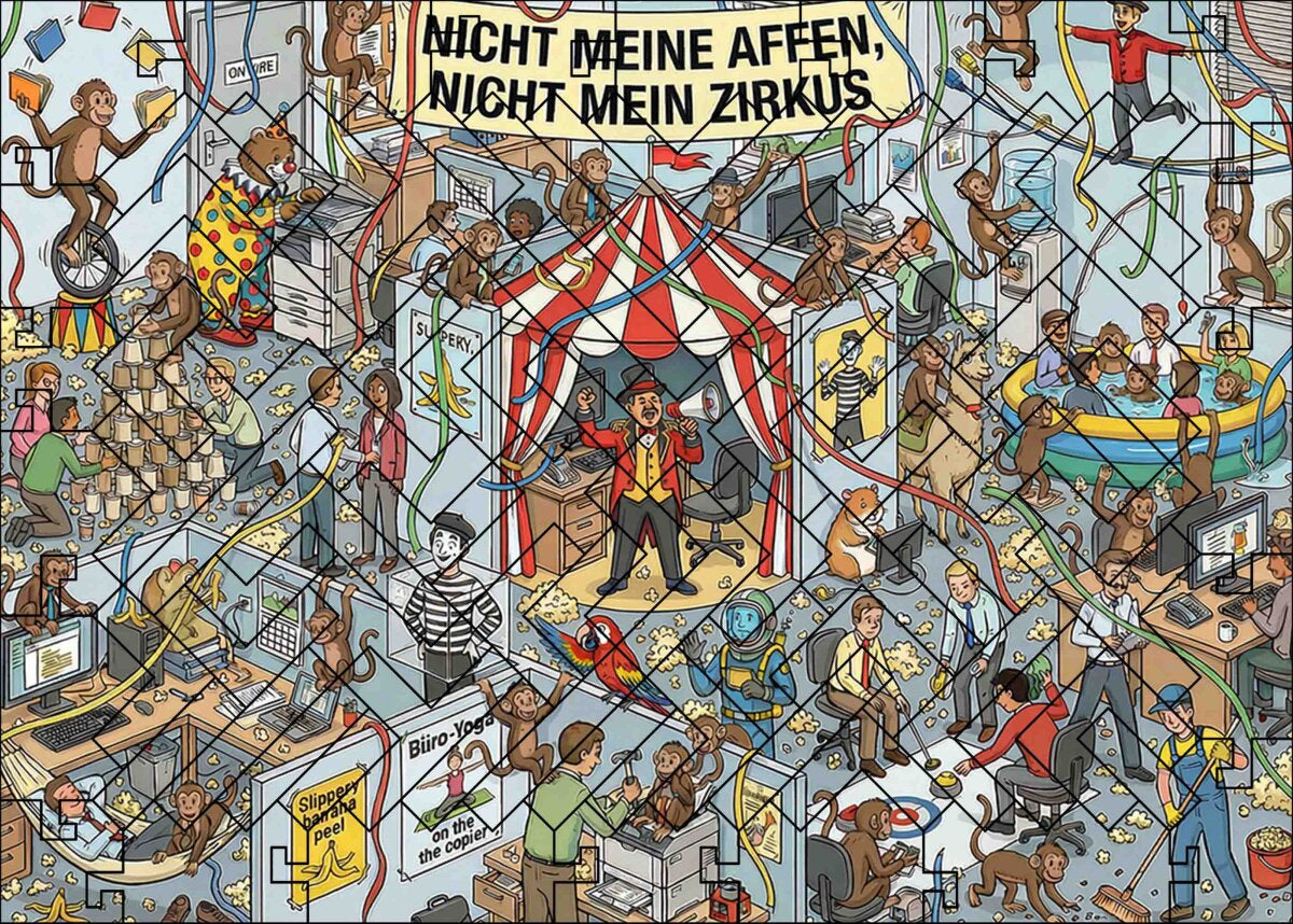 elbPUZZLE No. 76 - Wimmelbild: Nicht meine Affen - Fractale Edition