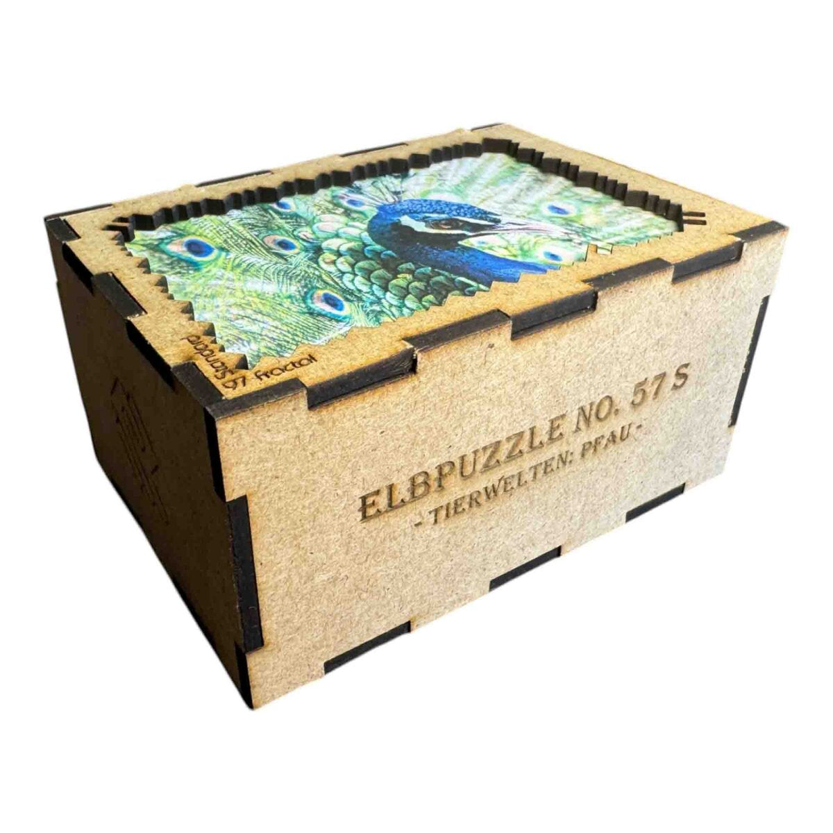 elbPUZZLE No. 57 - Tierwelten: Pfau - Fractale Edition Standard - 97 Teile