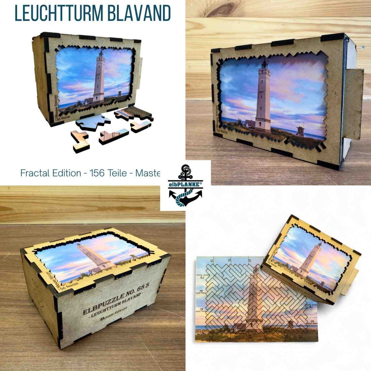 elbPUZZLE No. 68 - Leuchtturm Blavand - Fractale Edition S Master (156 Teile)
