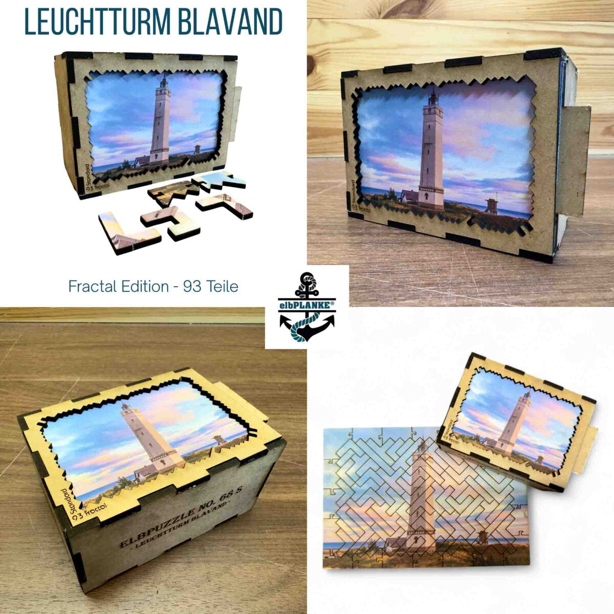 elbPUZZLE No. 68 - Leuchtturm Blavand - Fractal Edition L (289 Teile)