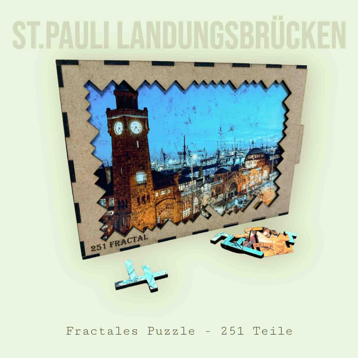 elbPUZZLE No. 01 - St.Pauli Landungsbrücken - Fractale Edition L / Standard / 28x40 cm / 333 Teile