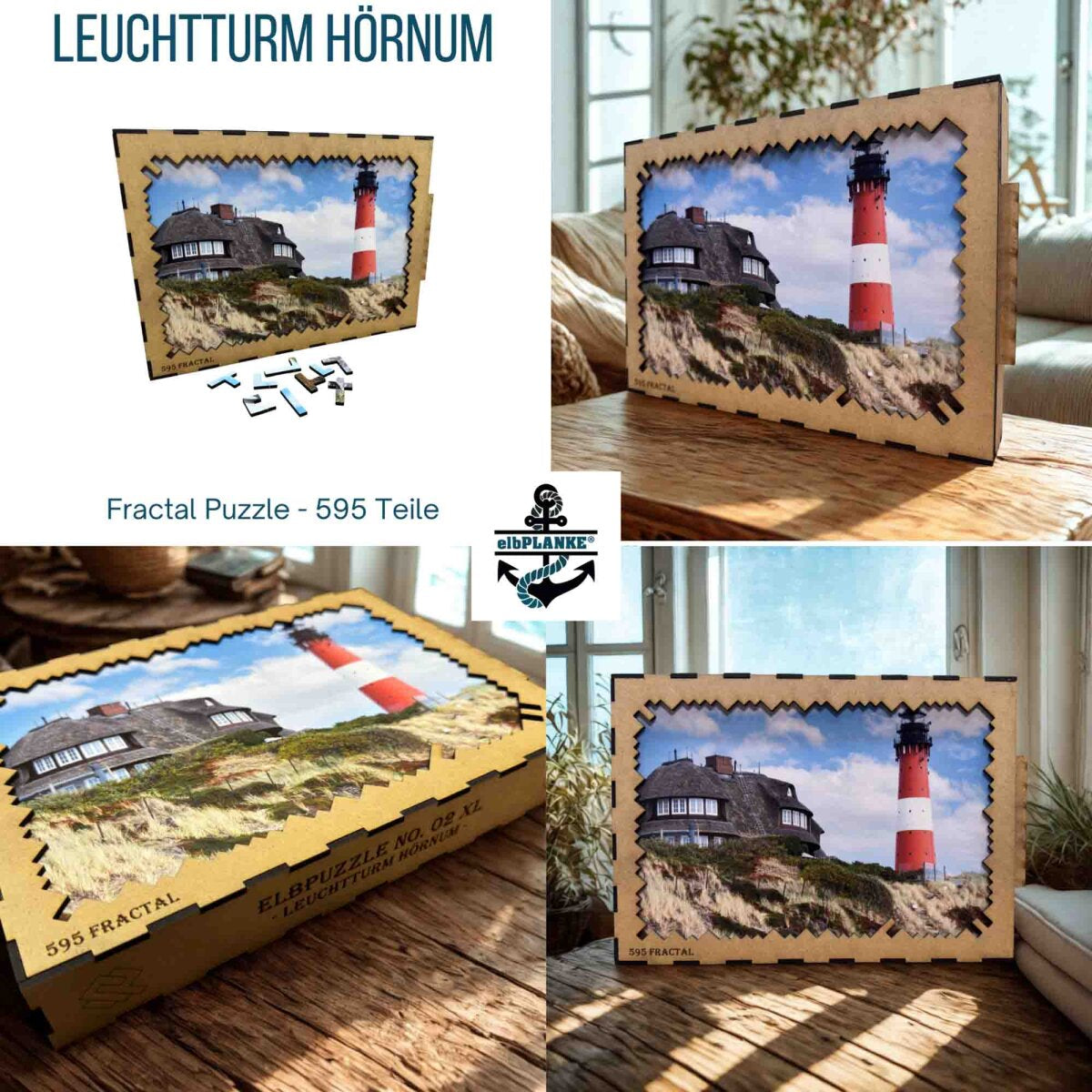 elbPUZZLE No. 02 - Leuchtturm Hörnum - Fractal Edition XL (595 Teile)