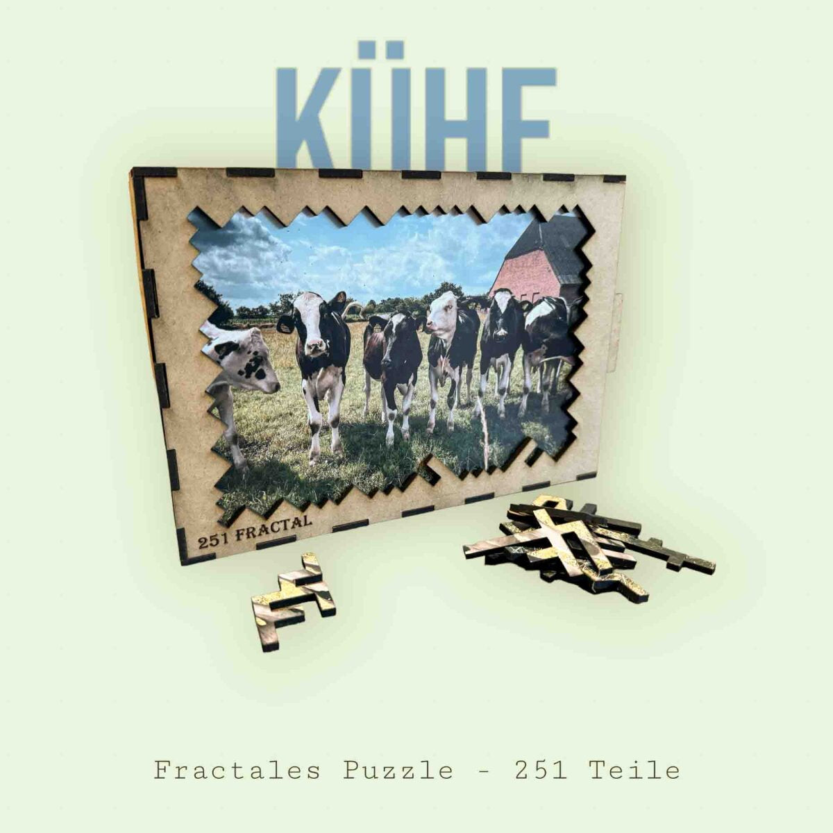 elbPUZZLE No. 30 - Tierwelten: Kühe - Fractale Edition / Standard / 28x40 cm / 333 Teile