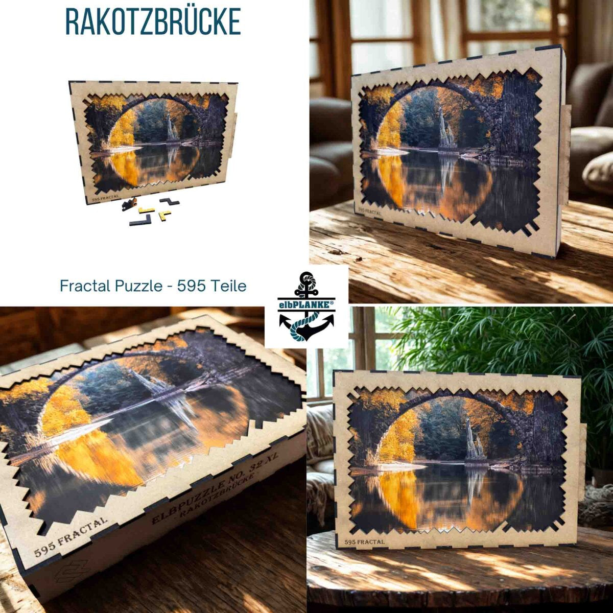 elbPUZZLE No. 32 - Rakotzbrücke - Fractale Edition 595 Teile XL