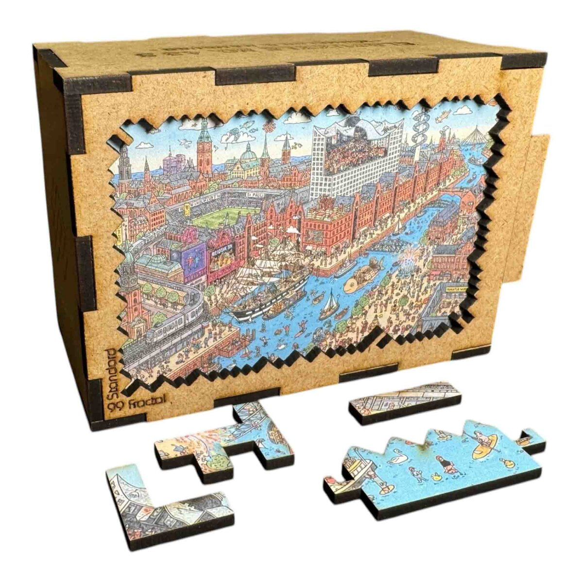 elbPUZZLE No. 43 - Wimmelbild: Hamburg - Fractale Edition S / Standard / 15x21 cm / 99 Teile