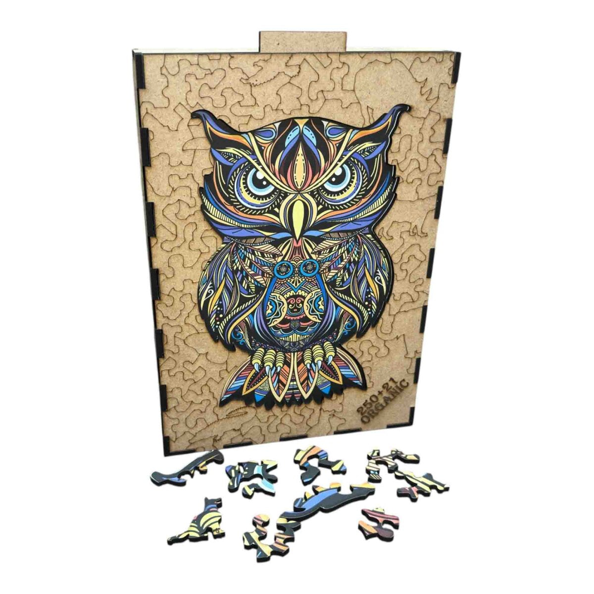 elbPUZZLE No. 58 - Mandala Eule - Organic Edition Size L / 26x40 cm / 271 Teile
