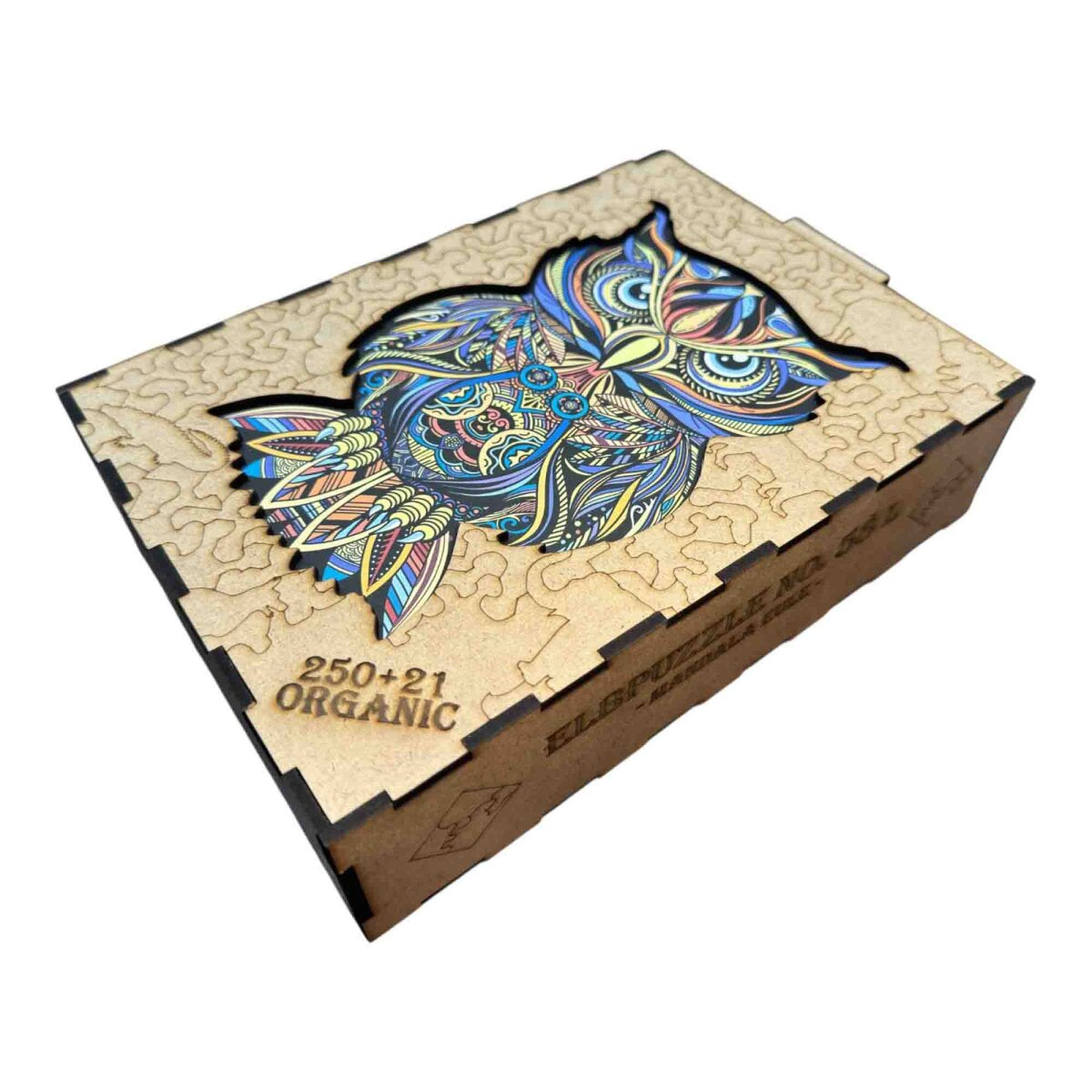 elbPUZZLE No. 58 - Mandala Eule - Organic Edition Size L / 26x40 cm / 271 Teile