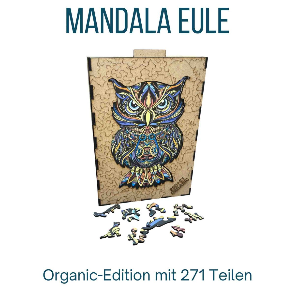 elbPUZZLE No. 58 - Mandala Eule - Organic Edition Size L / 26x40 cm / 271 Teile