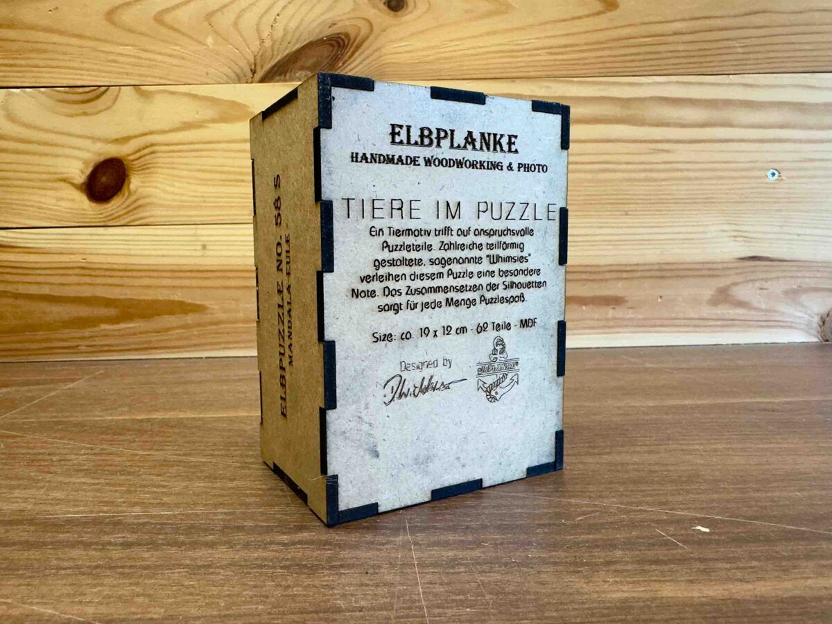 elbPUZZLE No. 58 - Mandala Eule - Organic Edition S (62 Teile)