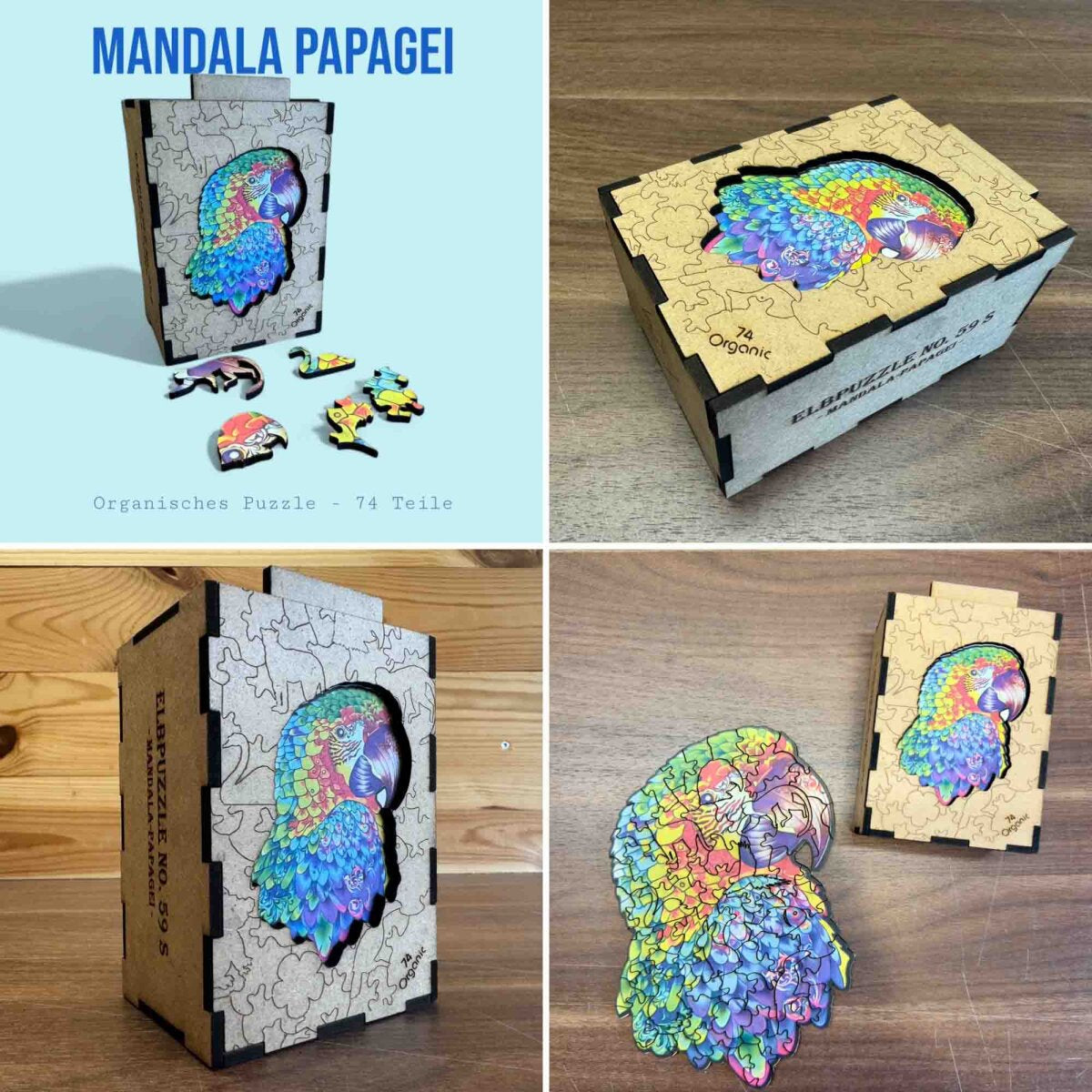 elbPUZZLE No. 59 - Mandala Papagei - Organic Edition L