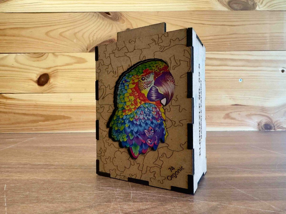 elbPUZZLE No. 59 - Mandala Papagei - Organic Edition S (76 Teile)