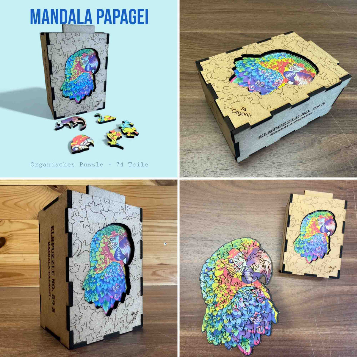 elbPUZZLE No. 59 - Mandala Papagei - Organic Edition