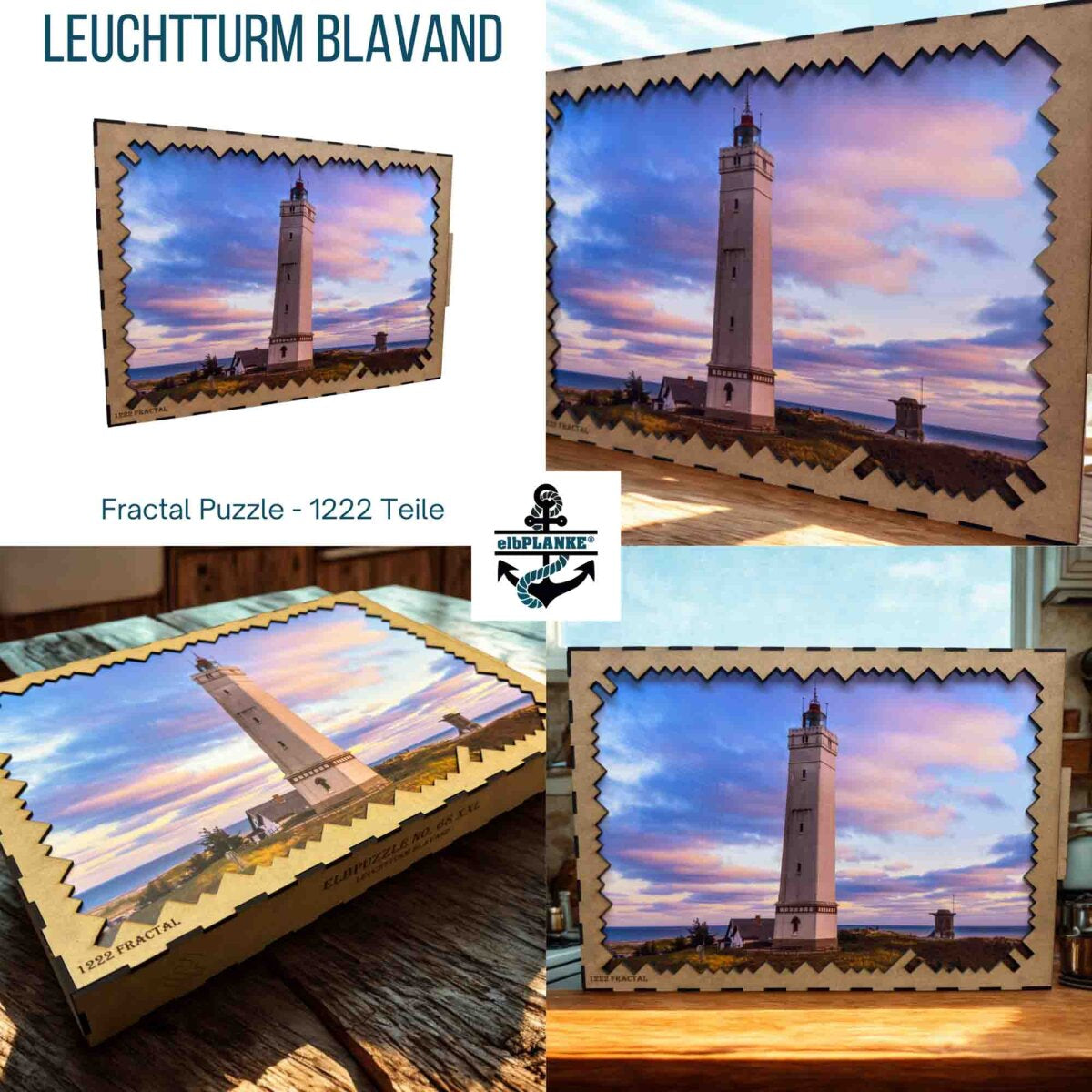 elbPUZZLE No. 68 - Leuchtturm Blavand - Fractal Edition XXL (1222 Teile)