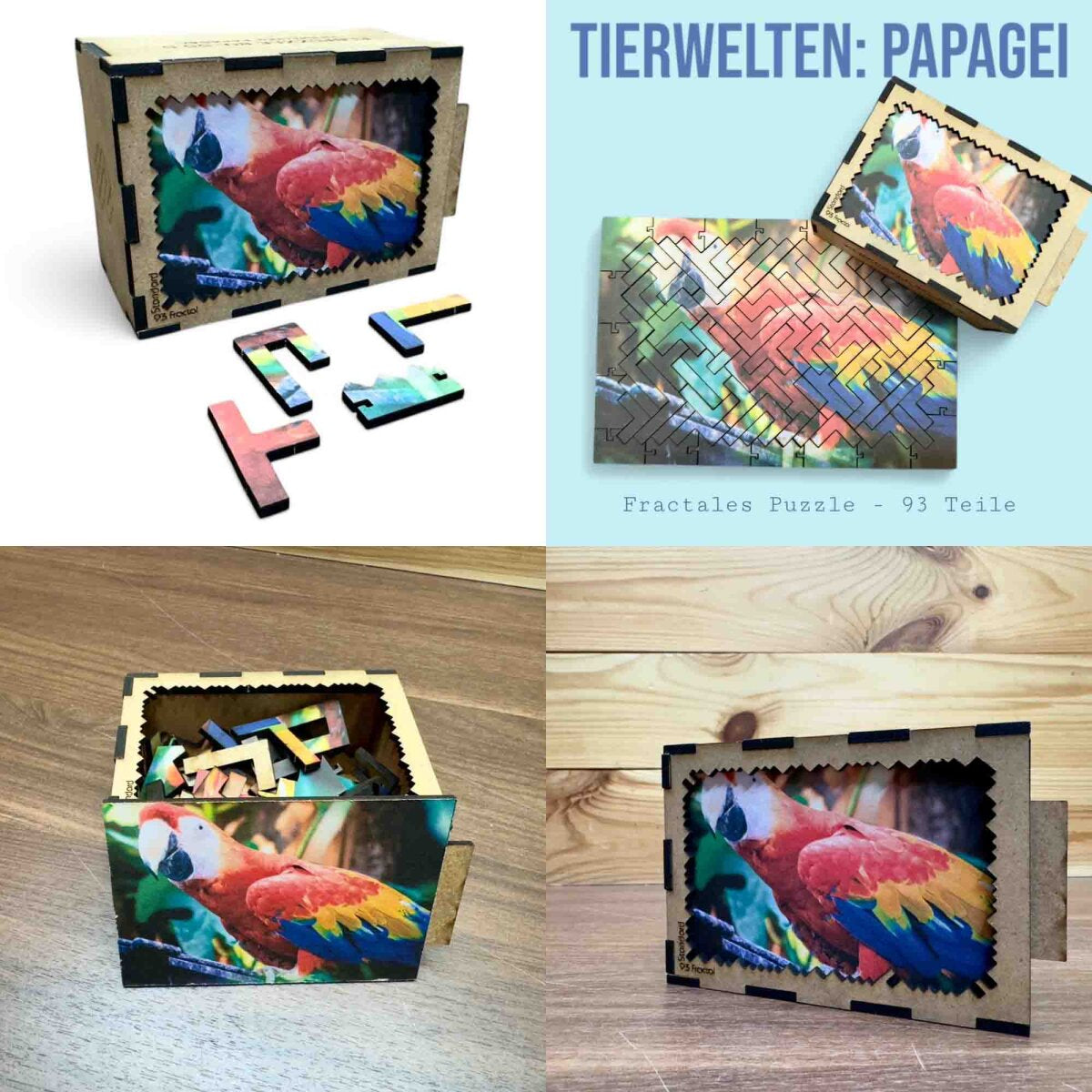 elbPUZZLE No. 55 - Tierwelten: Papagei - Fractale Edition M (180 Teile)