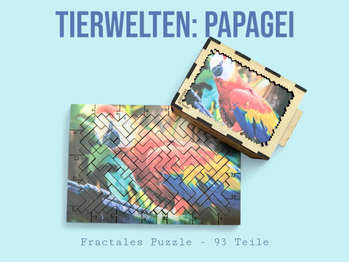 elbPUZZLE No. 55 - Tierwelten: Papagei - Fractale Edition M (180 Teile)