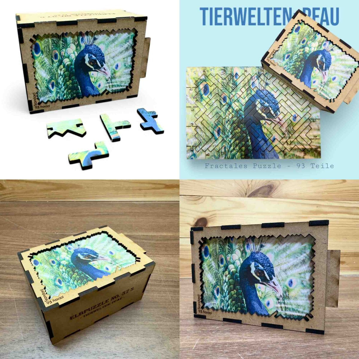 elbPUZZLE No. 57 - Tierwelten: Pfau - Fractale Edition L (289 Teile)
